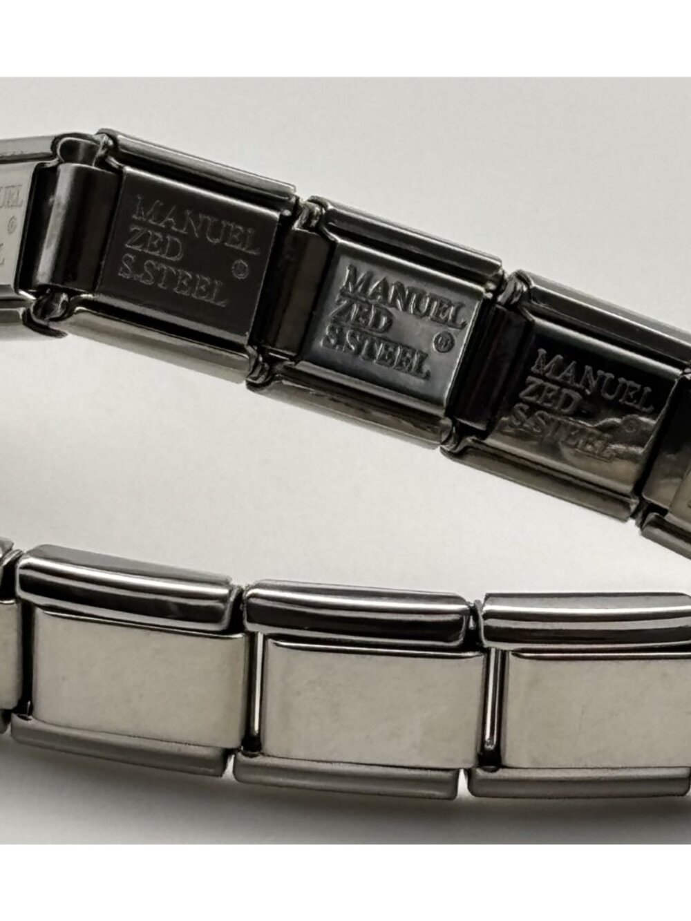 Vintage Manuel Zed Charm Bracelet Stainless Steel Expandable Links Puzzle Design - Picture 12 of 15